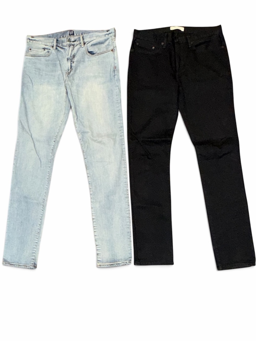 Gap 1969 Sz 33x34 Skinny Jeans Bundle — Light Wash & Black, Set of 2